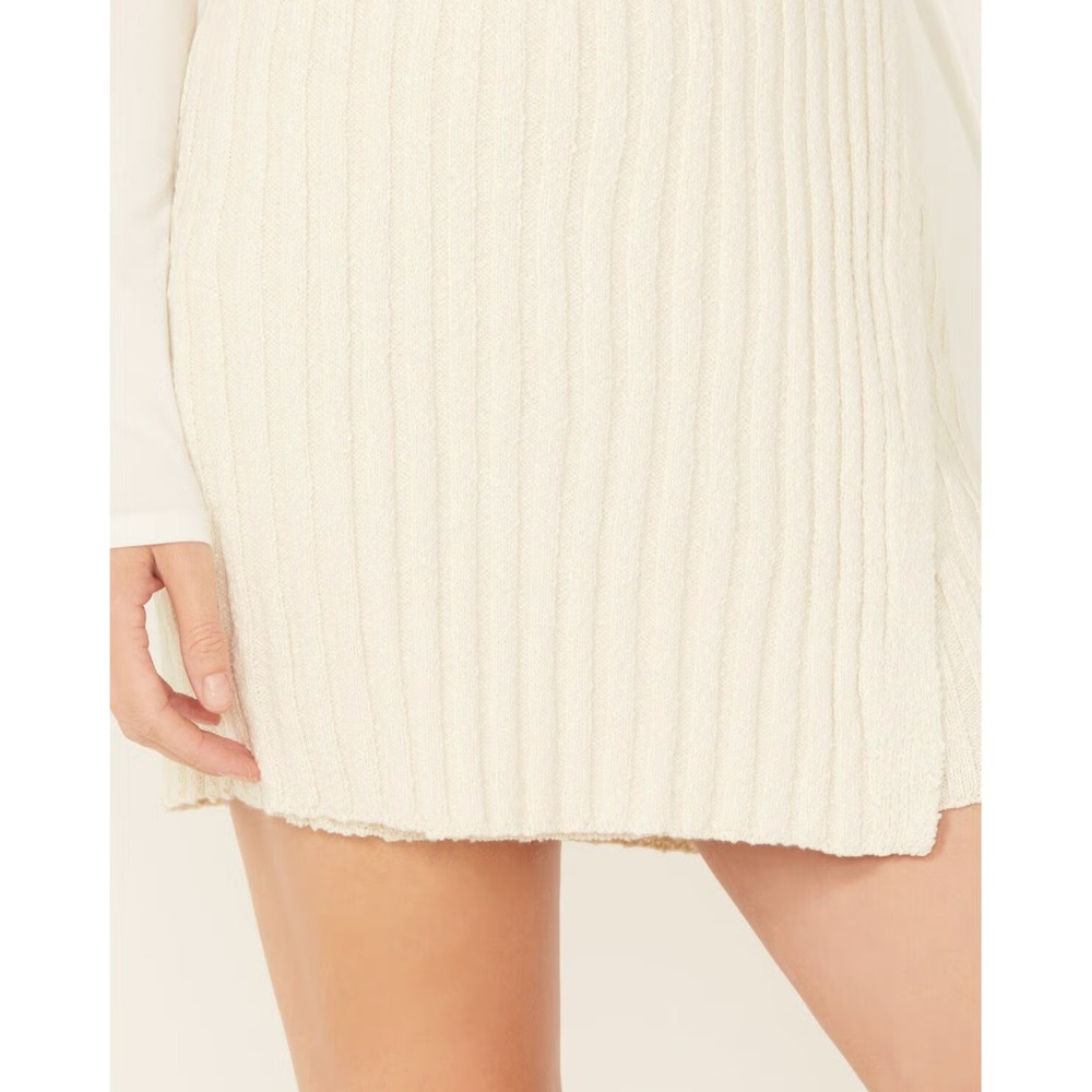 Free People Womens Rosemary Knit Skirt Pleated Faux Wrap Size XL‎ Ivory Beachy